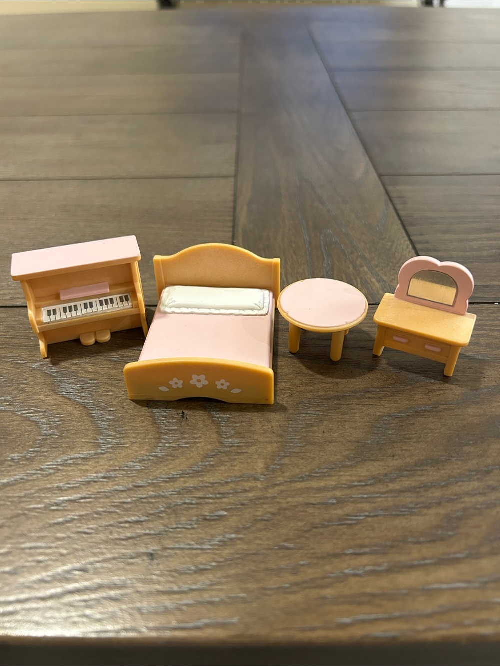 Pink & Yellow Dollhouse Bedroom Furniture Set for Kids
